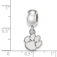 Sterling Silver Rhodium-plated LogoArt Clemson University Tiger Paw Extra Small Dangle Bead Charm view 4