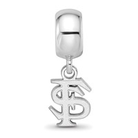 Sterling Silver Rhodium-plated LogoArt Florida State University F-s Extra Small Dangle Bead Charm view 3