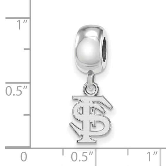 Sterling Silver Rhodium-plated LogoArt Florida State University F-S Extra Small Dangle Bead Charm