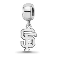 Sterling Silver Rhodium Plated Major League Baseball LogoArt San Francisco Giants Dangle Bead view 1