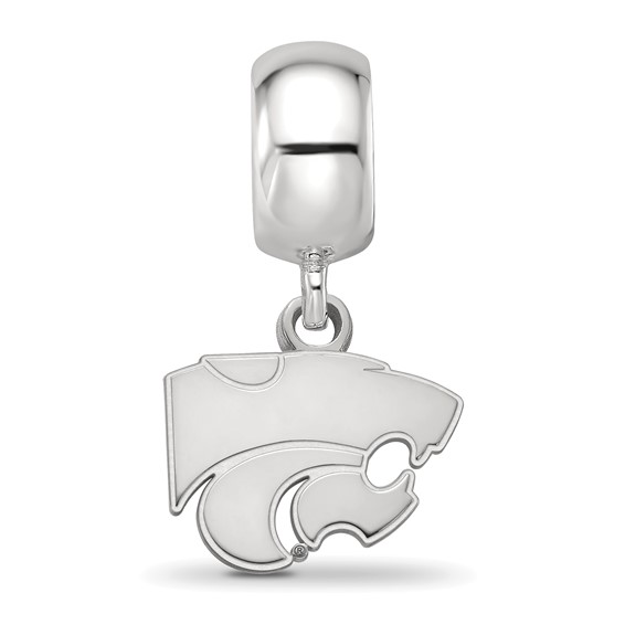 Sterling Silver Rhodium-plated LogoArt Kansas State University Wildcat Extra Small Dangle Bead Charm