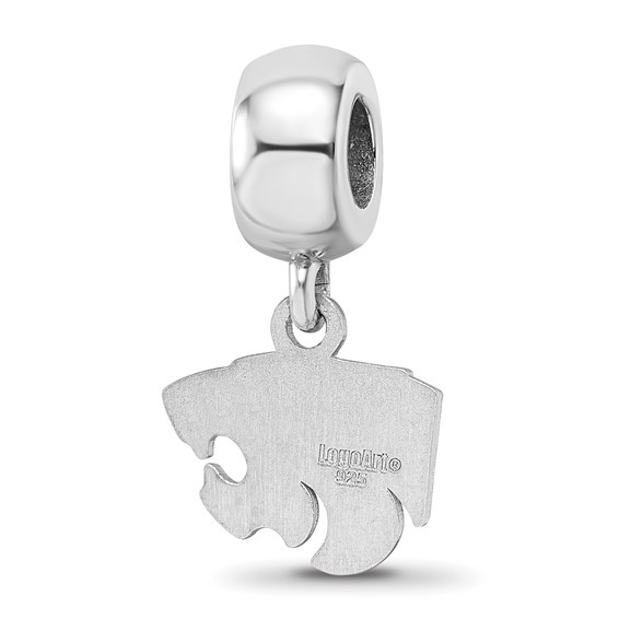 Sterling Silver Rhodium-plated LogoArt Kansas State University Wildcat Extra Small Dangle Bead Charm
