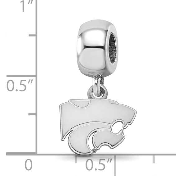 Sterling Silver Rhodium-plated LogoArt Kansas State University Wildcat Extra Small Dangle Bead Charm