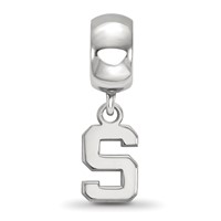 Sterling Silver Rhodium-plated LogoArt Michigan State University Letter S Extra Small Dangle Bead Charm view 2