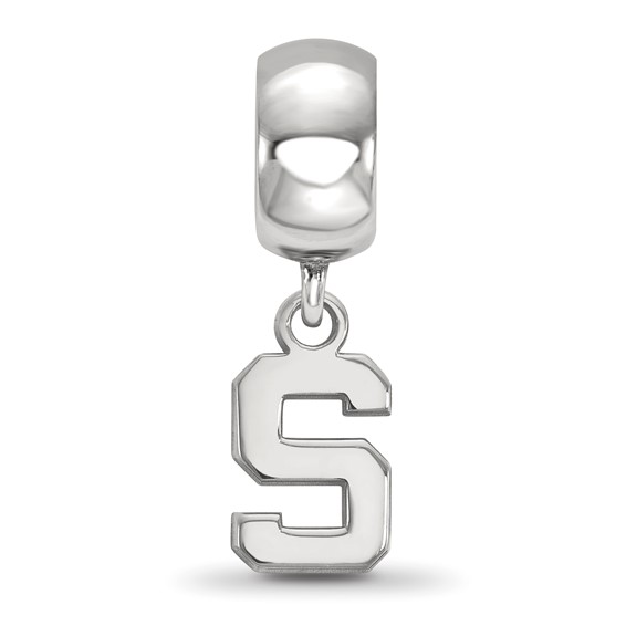 Sterling Silver Rhodium-plated LogoArt Michigan State University Letter S Extra Small Dangle Bead Charm