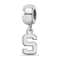 Sterling Silver Rhodium-plated LogoArt Michigan State University Letter S Extra Small Dangle Bead Charm view 1