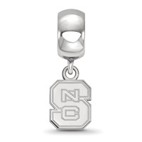 Sterling Silver Rhodium-plated LogoArt North Carolina State University N-c-s Extra Small Dangle Bead Charm view 2