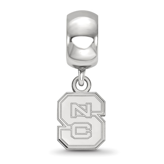 Sterling Silver Rhodium-plated LogoArt North Carolina State University N-C-S Extra Small Dangle Bead Charm