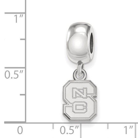 Sterling Silver Rhodium-plated LogoArt North Carolina State University N-C-S Extra Small Dangle Bead Charm
