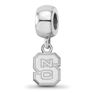 Sterling Silver Rhodium-plated LogoArt North Carolina State University N-C-S Extra Small Dangle Bead Charm