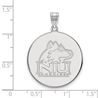 Sterling Silver Rhodium-plated LogoArt Northern Illinois University N-i-u Huskies Extra Large Disc Pendant view 2