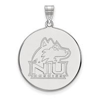 Sterling Silver Rhodium-plated LogoArt Northern Illinois University N-i-u Huskies Extra Large Disc Pendant view 1