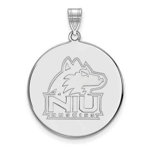 Sterling Silver Rhodium-plated LogoArt Northern Illinois University N-i-u Huskies Extra Large Disc Pendant
