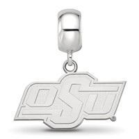 Sterling Silver Rhodium-plated LogoArt Oklahoma State University O-s-u Small Dangle Bead Charm view 3