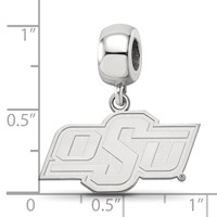 Sterling Silver Rhodium-plated LogoArt Oklahoma State University O-s-u Small Dangle Bead Charm view 5