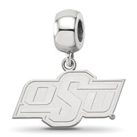 Sterling Silver Rhodium-plated LogoArt Oklahoma State University O-s-u Small Dangle Bead Charm view 1