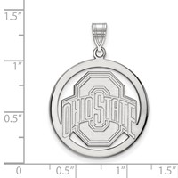 Sterling Silver Rhodium-plated LogoArt the Ohio State University Extra Large Circle Pendant view 2