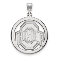 Sterling Silver Rhodium-plated LogoArt the Ohio State University Extra Large Circle Pendant view 1
