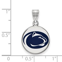 Sterling Silver Rhodium-plated LogoArt Penn State University Lion Medium Enameled Disc Pendant view 2