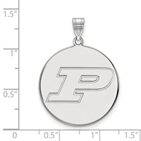 Sterling Silver Rhodium-plated LogoArt Purdue University Letter P Extra Large Disc Pendant view 2