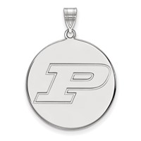 Sterling Silver Rhodium-plated LogoArt Purdue University Letter P Extra Large Disc Pendant view 1