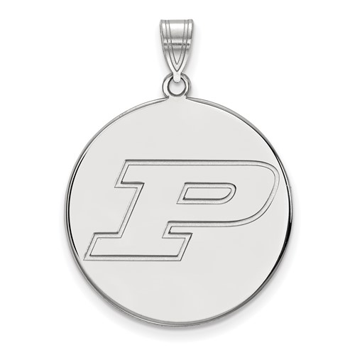 Sterling Silver Rhodium-plated LogoArt Purdue University Letter P Extra Large Disc Pendant