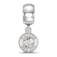 Sterling Silver Rhodium Plated Major League Baseball LogoArt Boston Red Sox Extra Small Dangle Bead view 2