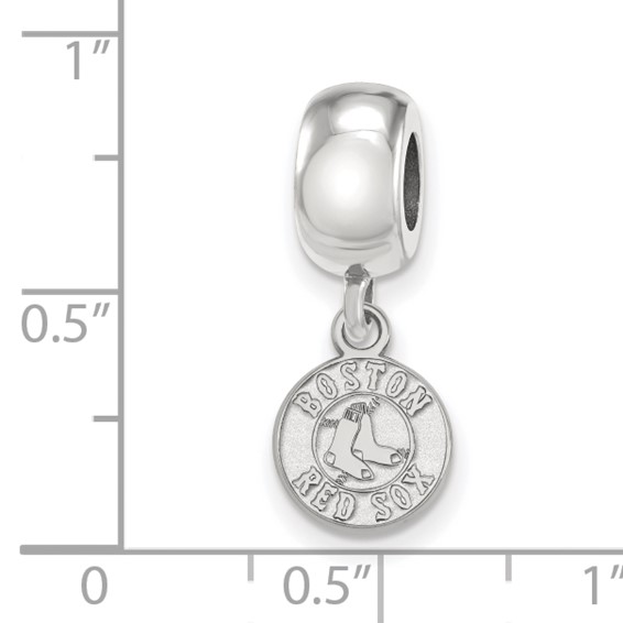 Sterling Silver Rhodium Plated Major League Baseball LogoArt Boston Red Sox Extra Small Dangle Bead