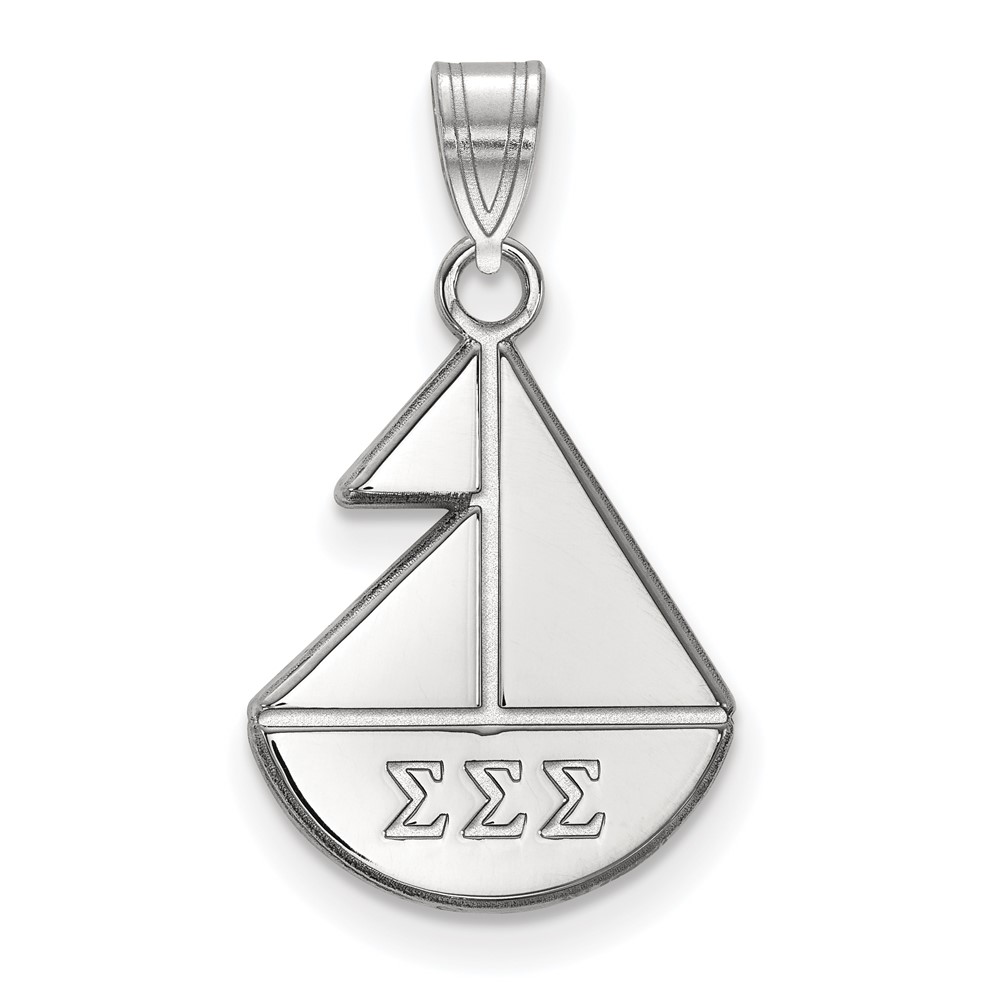 Sterling Silver Rhodium-plated LogoArt Sigma Sigma Sigma Sorority Symbol Small Pendant