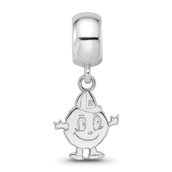 Sterling Silver Rhodium-plated LogoArt Syracuse University Mascot Small Dangle Bead Charm