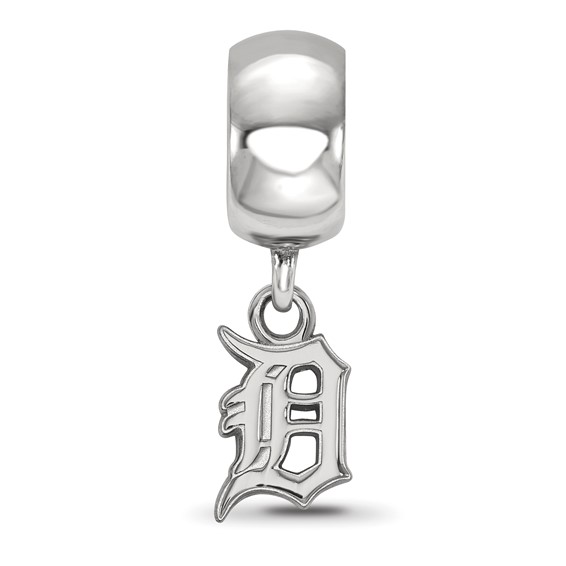 Sterling Silver Rhodium Plated Major League Baseball LogoArt Detroit Tigers Dangle Bead