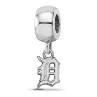 Sterling Silver Rhodium Plated Major League Baseball LogoArt Detroit Tigers Dangle Bead view 1