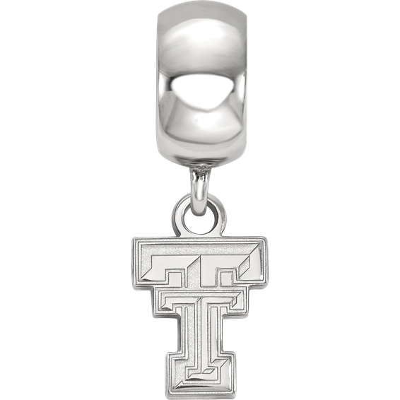 Sterling Silver Rhodium-plated LogoArt Texas Tech University T-T Extra Small Dangle Bead Charm