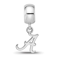 Sterling Silver Rhodium-plated LogoArt University of Alabama Letter a Extra Small Dangle Bead Charm view 3