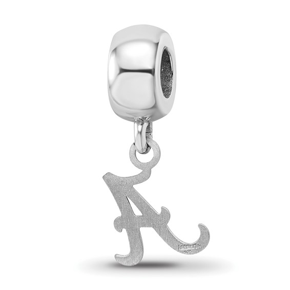 Sterling Silver Rhodium-plated LogoArt University of Alabama Letter A Extra Small Dangle Bead Charm