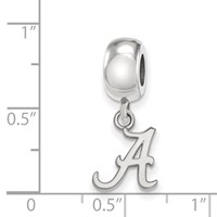 Sterling Silver Rhodium-plated LogoArt University of Alabama Letter a Extra Small Dangle Bead Charm view 4