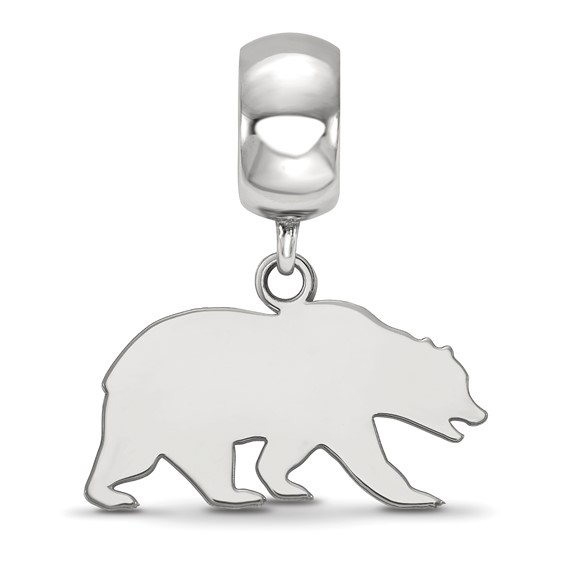 Sterling Silver Rhodium-plated LogoArt University of California Berkeley Bear Small Dangle Bead Charm