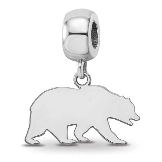 Sterling Silver Rhodium-plated LogoArt University of California Berkeley Bear Small Dangle Bead Charm