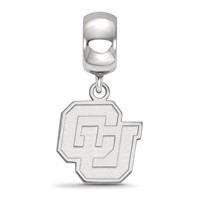 Sterling Silver Rhodium-plated LogoArt University of Colorado C-u Small Dangle Bead Charm view 2