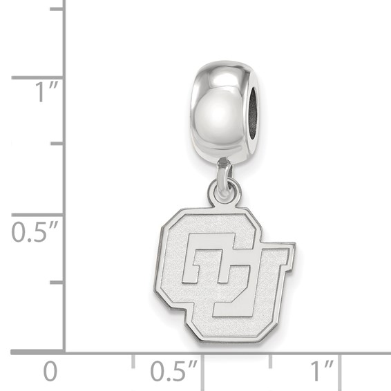 Sterling Silver Rhodium-plated LogoArt University of Colorado C-U Small Dangle Bead Charm