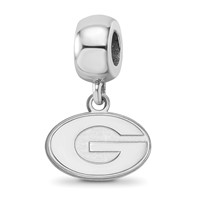 Sterling Silver Rhodium-plated LogoArt University of Georgia Letter G Extra Small Dangle Bead Charm view 1