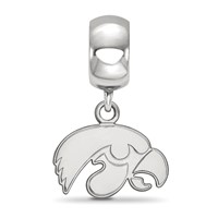 Sterling Silver Rhodium-plated LogoArt University of Iowa Hawk Extra Small Dangle Bead Charm view 2