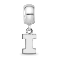Sterling Silver Rhodium-plated LogoArt University of Illinois Letter I Extra Small Dangle Bead Charm view 3