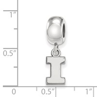 Sterling Silver Rhodium-plated LogoArt University of Illinois Letter I Extra Small Dangle Bead Charm view 4