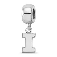 Sterling Silver Rhodium-plated LogoArt University of Illinois Letter I Extra Small Dangle Bead Charm view 1