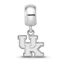 Sterling Silver Rhodium-plated LogoArt University of Kentucky U-k Extra Small Dangle Bead Charm view 3