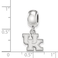 Sterling Silver Rhodium-plated LogoArt University of Kentucky U-k Extra Small Dangle Bead Charm view 4