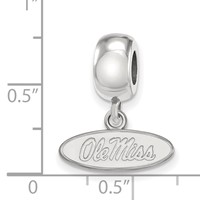 Sterling Silver Rhodium-plated LogoArt University of Mississippi Ole Miss Extra Small Oval Dangle Bead Charm view 4