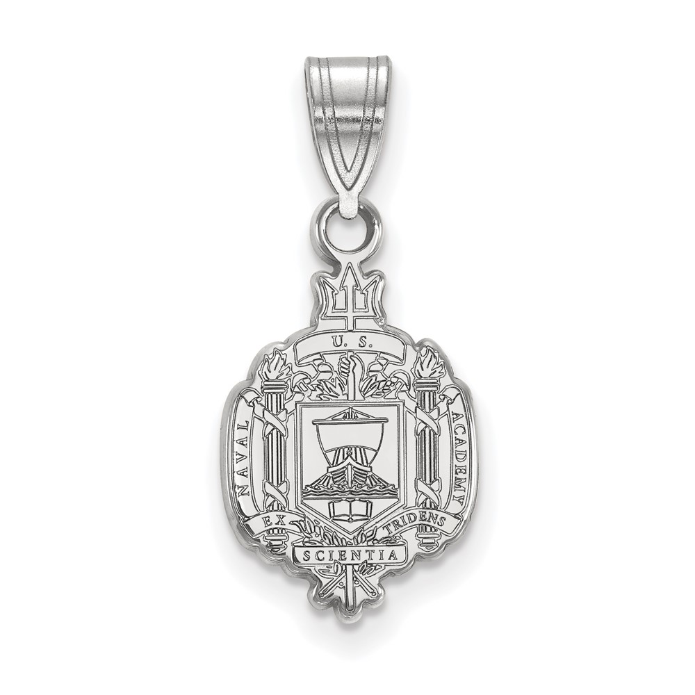 Sterling Silver Rhodium-plated LogoArt US Naval Academy Medium Crest Pendant