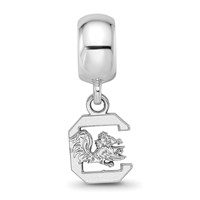 Sterling Silver Rhodium-plated LogoArt University of South Carolina Extra Small Dangle Bead Charm view 3